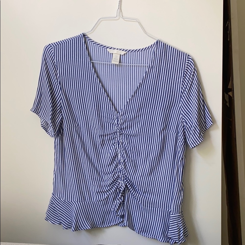 H&M crepe stripe blouse tee